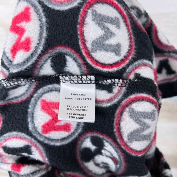 Disney Mickey Mouse Fleece Sports Logo Style Pajama Pants Black Red Womens Small - Picture 6 of 6